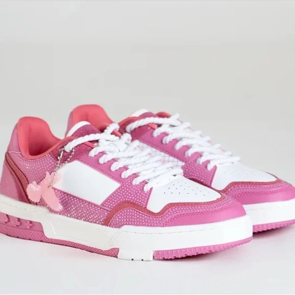 AllStarElite - Watson Sneakers Pink & White Embellished Women's Sneakers W9 / M7 - Picture 2 of 7